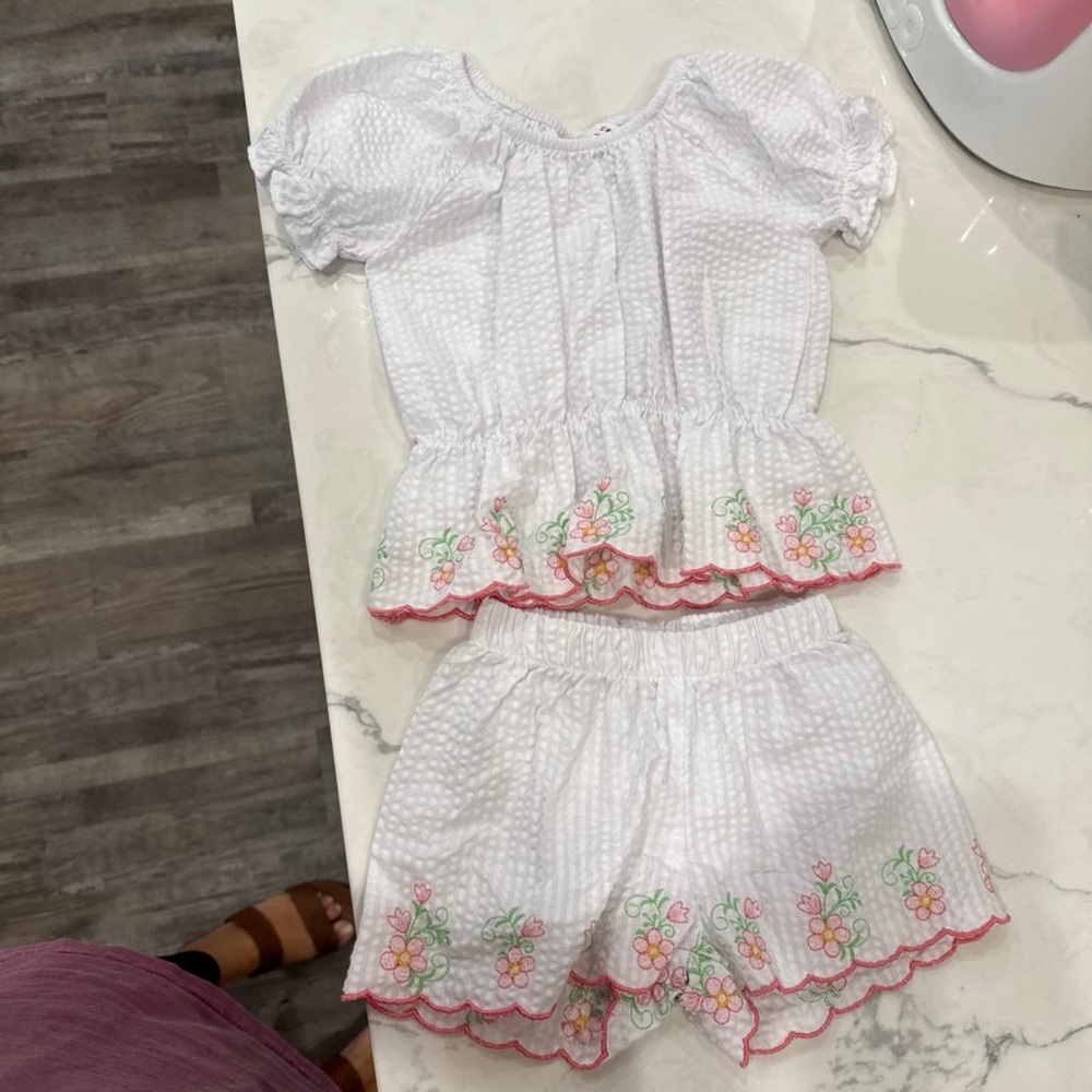 White Floral Embroidered Baby Outfit